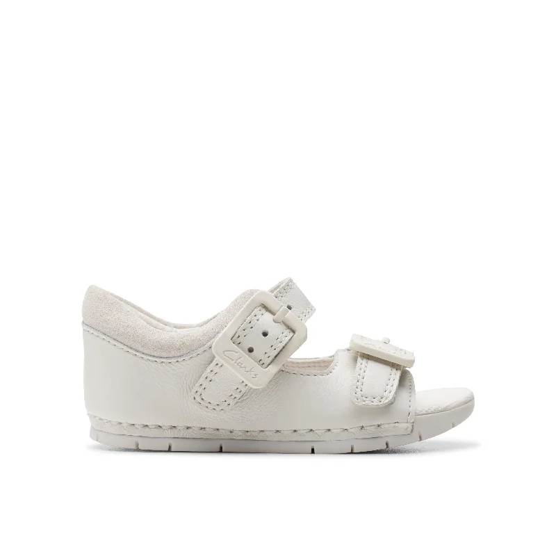 Clarks Baha Beach T White Buckle Sandals