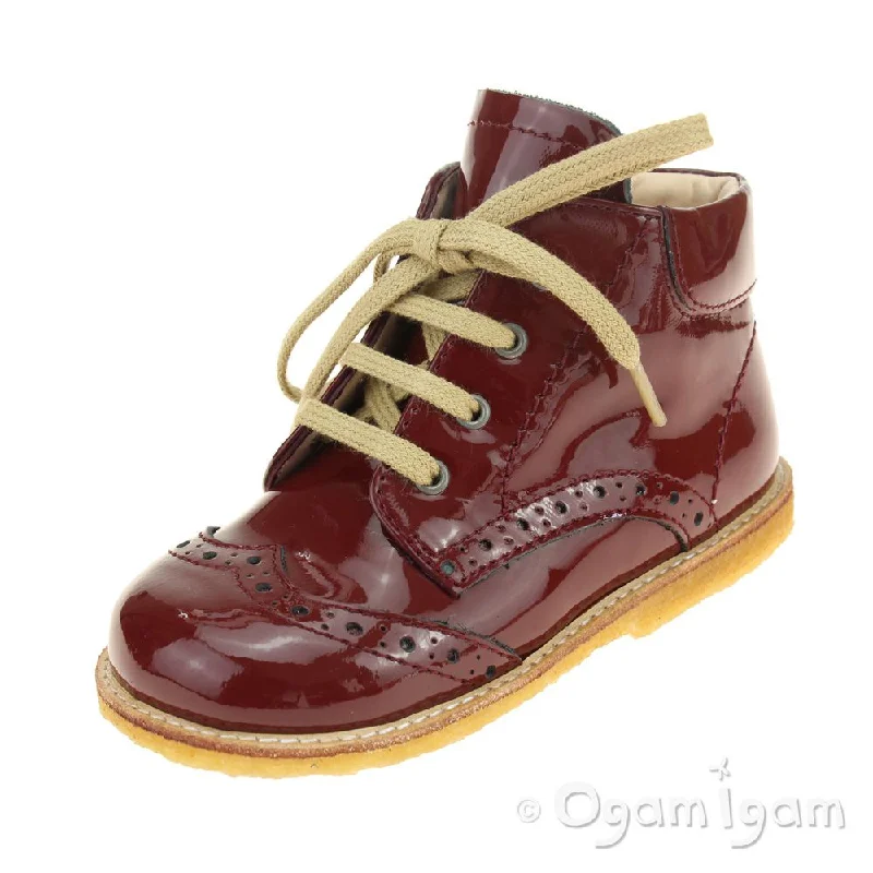 Angulus Girls Dark Red Lace up Boot