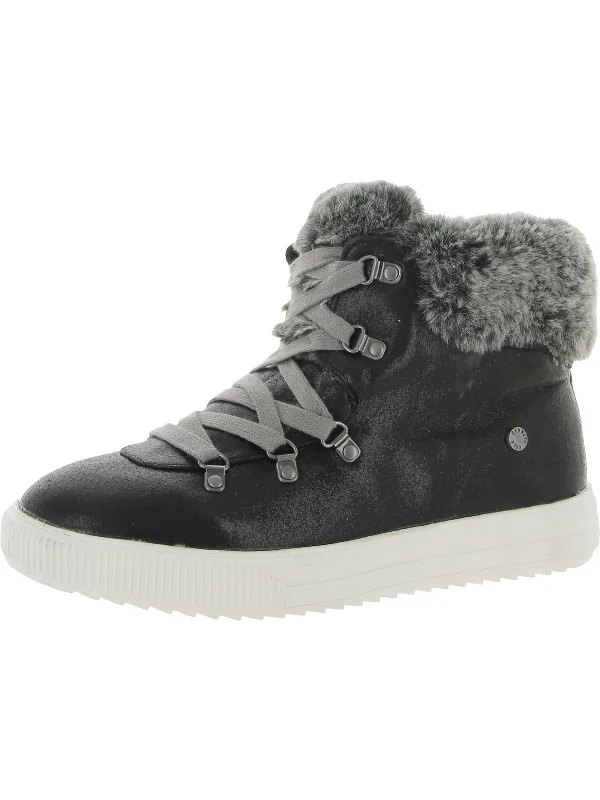 Ashley Hiker Girls Faux Fur Lined Lace Up Ankle Boots