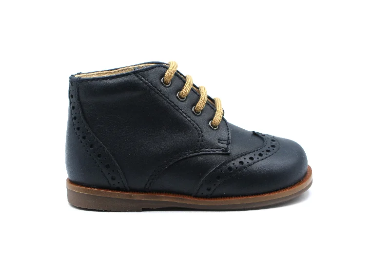 Beberlis Navy Lace-up Wingtip Baby Bootie