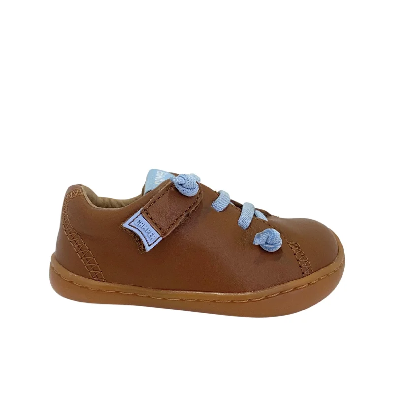 Camper Kids Shoes | Peu Cami with Elastic Laces | Tan & Blue