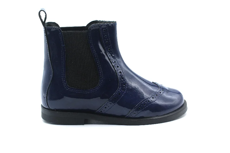 Don Louis Navy Patent Wingtip Bootie