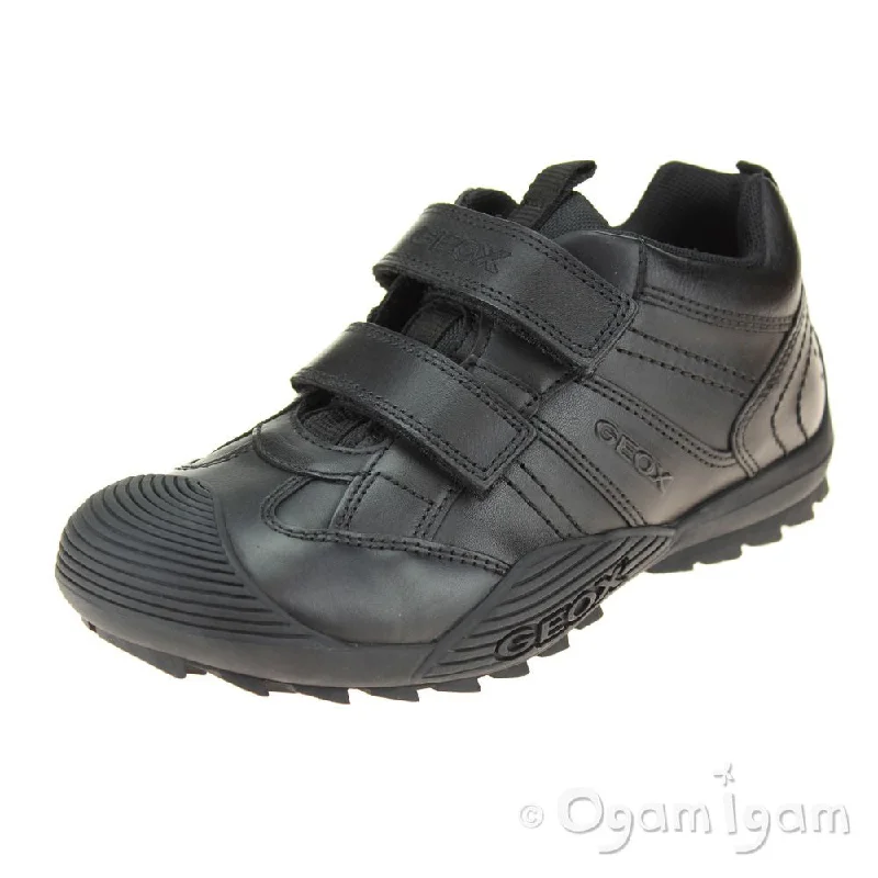 Geox Savage Boys Black School Shoe