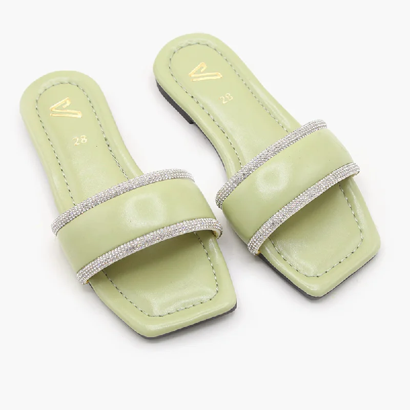 Girls Slipper - Dark Green