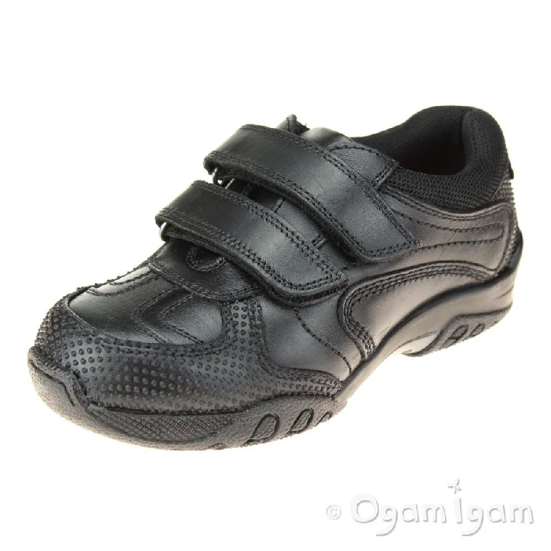 Hush Puppies Jezza Boys Black School Shoe