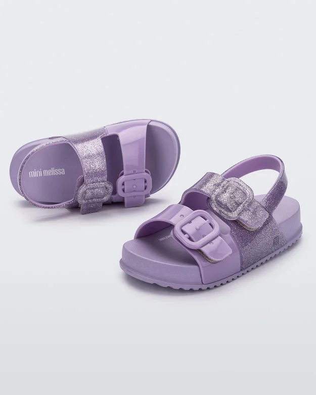 Mini Melissa | Cozy Lilac Glitter Little Kid Sandals