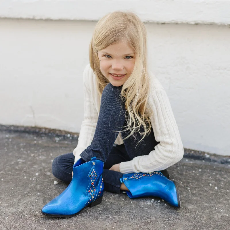 Miss Dallas Gem Western Boot in Blue - Kids