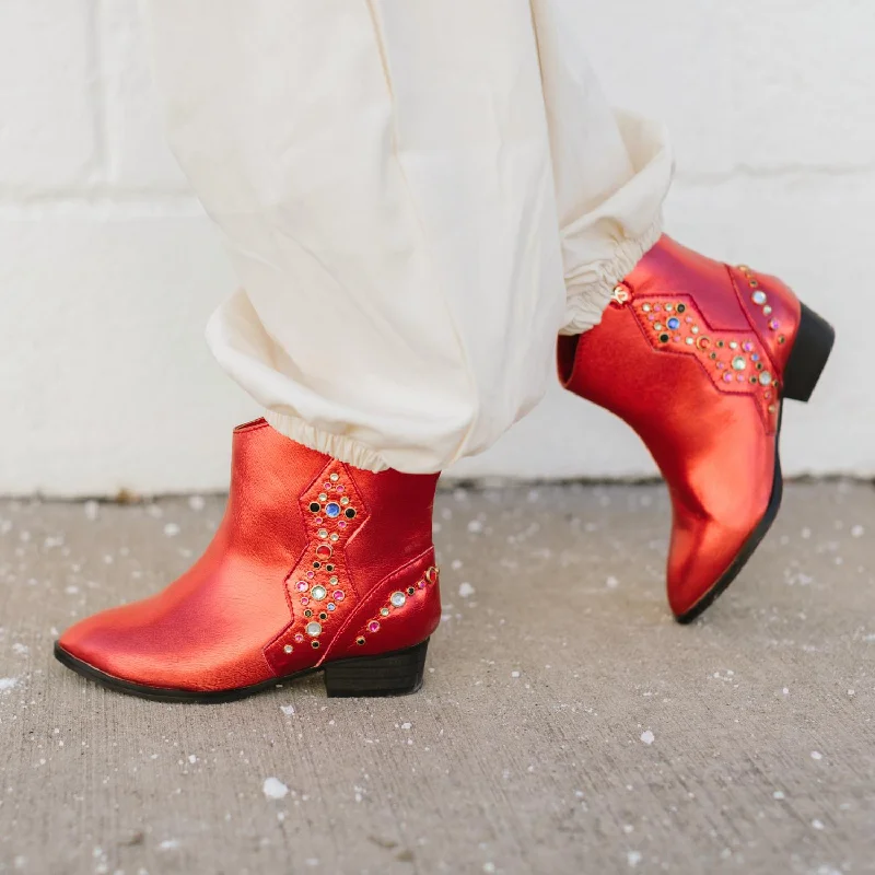 Miss Dallas Gem Western Boot in Red - Kids