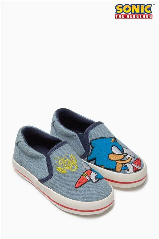 Next Older Boys Chambray Sonic The Hedgehog Slip-Ons