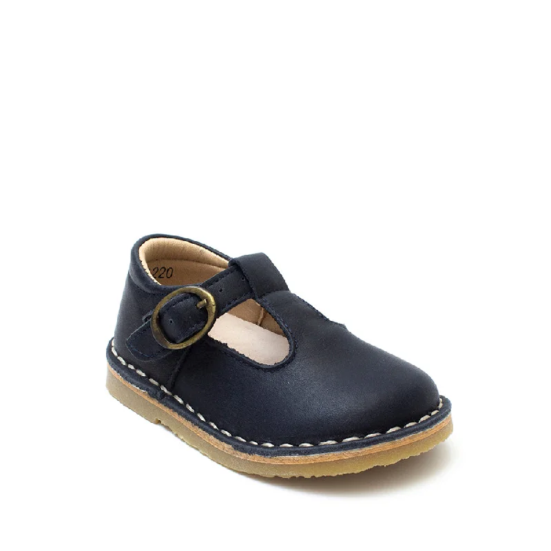 Petasil Crosspatch | Buckle T-Bar  Shoes | Navy