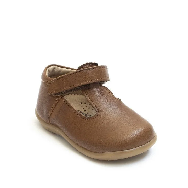 Petasil Shoes | Tim T-Bar Kids Velcro | Cognac