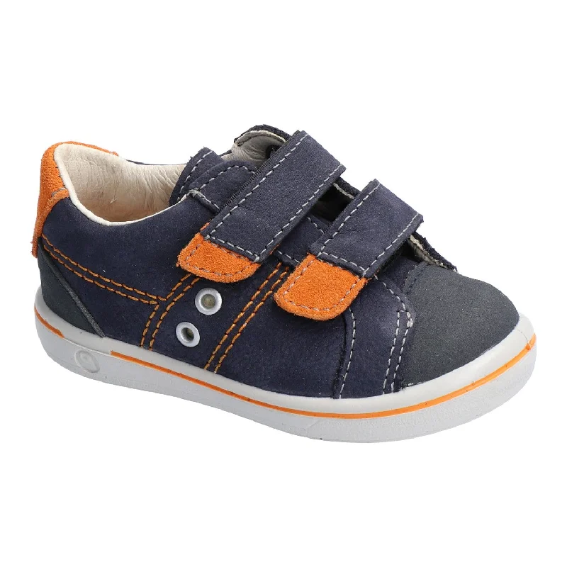 Ricosta Nippy | Leather Velcro Shoes | Navy Blue & Orange