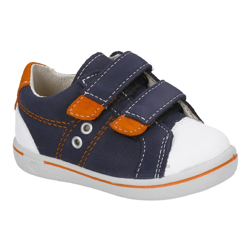 Ricosta Nippy | Leather Velcro Shoes | Navy, White & Orange