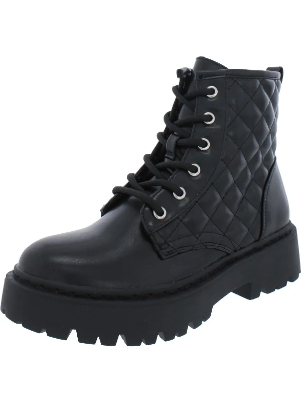 Rockk Girls Faux Leather Combat & Lace-up Boots