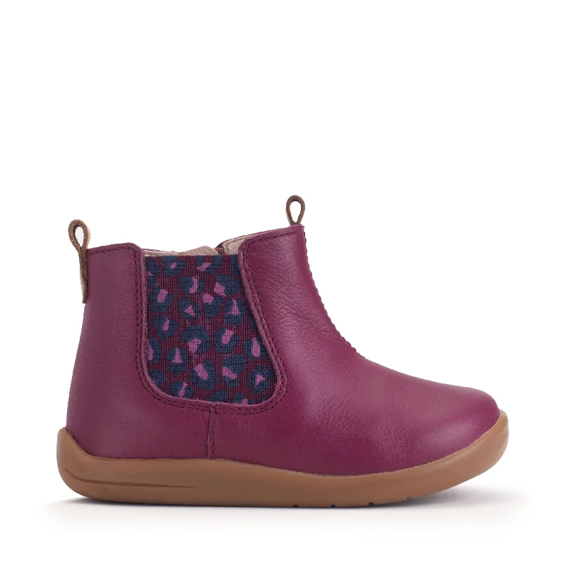 Start Rite Avenue Girls Red Plum Leopard Chelsea Boot