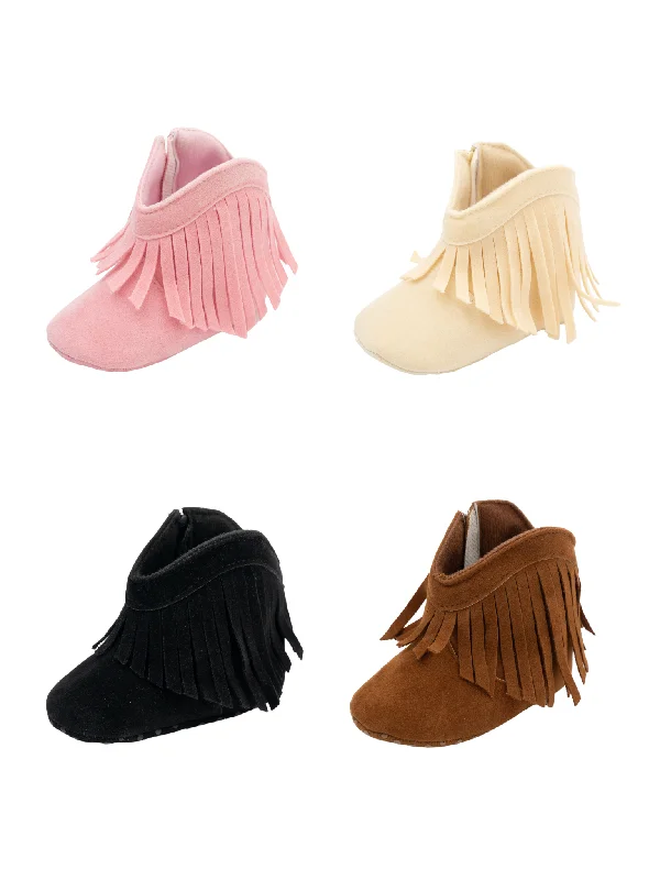 Suede Fringe Moccasin Boots for Baby