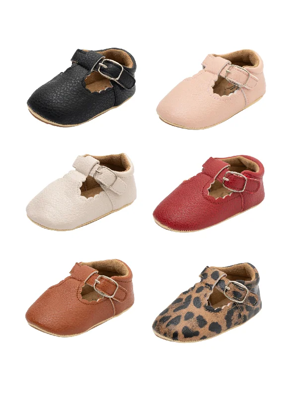 T-Strap Scalloped Buckle Shoes For Baby Girl