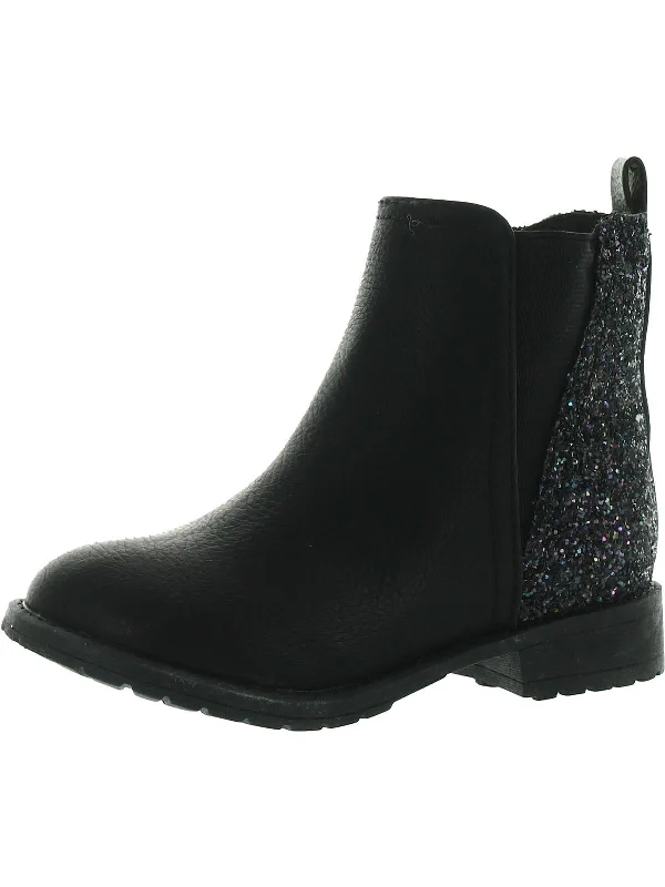 Toddler Pratt Girls Faux Leather Glitter Ankle Boots