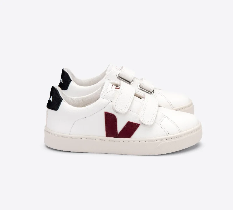 Veja Kids Trainers | Esplar Velcro Leather | White Marsala