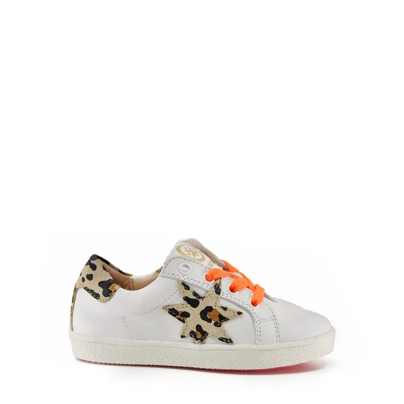 Acebos White and Orange Leopard Lace Sneaker