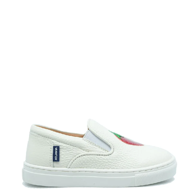 Atlanta Mocassin White Pebbled Fruit Slip On Sneaker