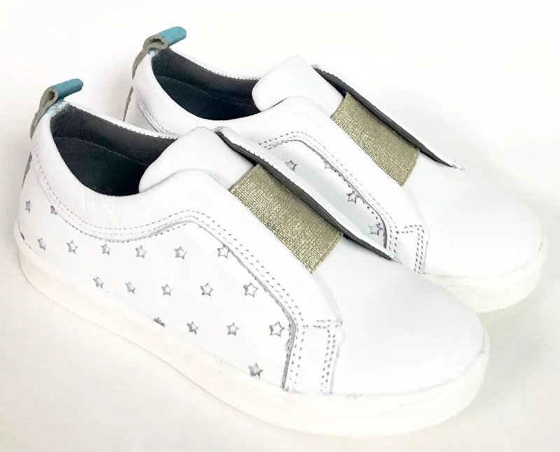 Blublonc White and Gold Star Sneaker