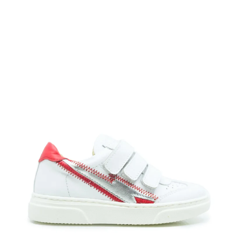 Blublonc White and Red Lightning Sneaker