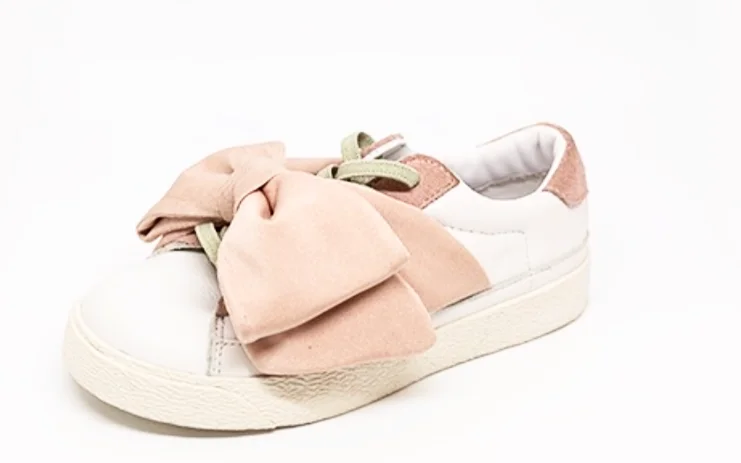 DouUod Pink/White Bow Sneaker