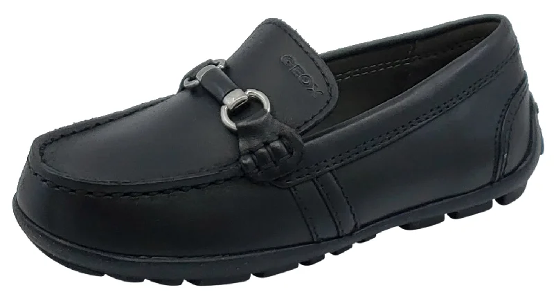 Geox Jr New Fast Mocassin Black Premium Leather Slip On for Boy's