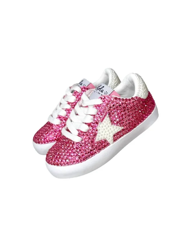 Girl's Diamonds And Pearls Sparkle Sneakers In Pink