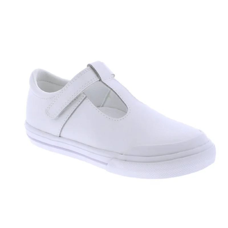 Girl's Drew Sneakers In White Leather