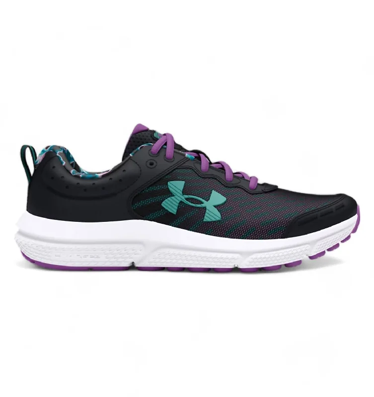 Girls' Grade School Assert 10 Print Sneakers In Black/provence Purple/radial Turquoise