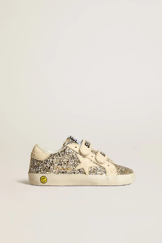 Golden Goose Glitter Platinum Velcro Sneaker