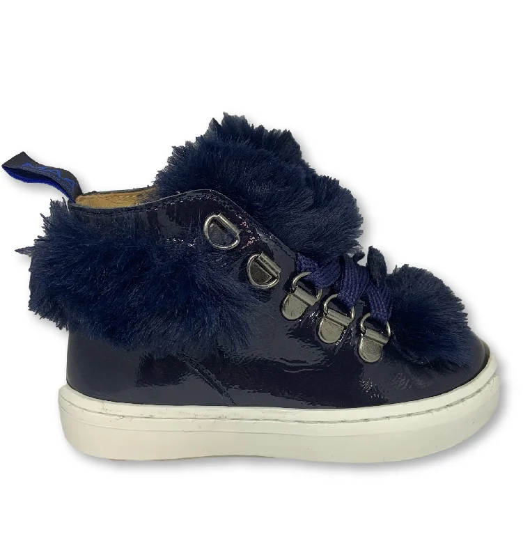 MAA Navy Patent Fur High Top Sneaker