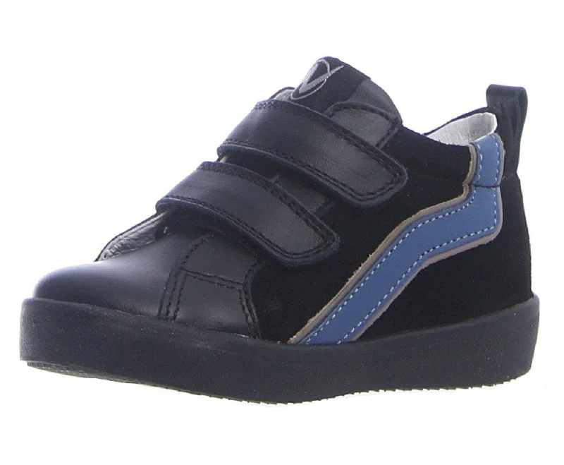 Naturino Boy's & Girl's Karrie Vl Vitello/Velour Sneaker Shoes - Nero/Azzurro