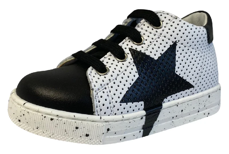 Falcotto Boy's Venus Vit/Vit.Forato Fashion Sneakers, Nero/Bianco