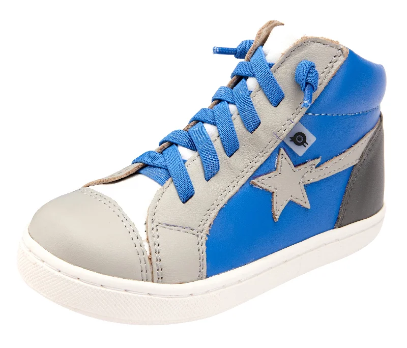 Old Soles Girl's and Boy's 6117 Shoot-High Sneaker - Neon Blue/Grey/Snow/Grey