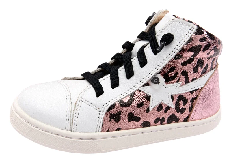 Old Soles Girl's 6117 Shoot-High Sneaker - Washed Pink Metallic/Snow/Pink Frost