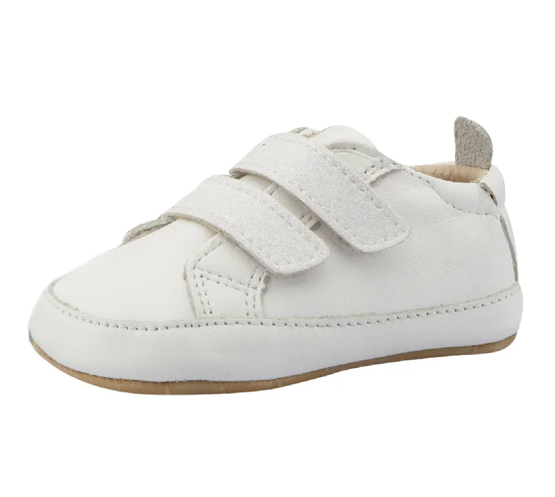 Old Soles Boy's and Girl's Bambini Glam First Walker Sneakers, White/Snow Glam