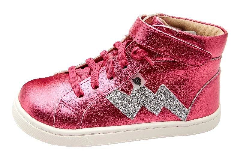 Old Soles Girl's 6137 Bolted Hightop Sneakers - Fuchsia Foil/Glam Argent