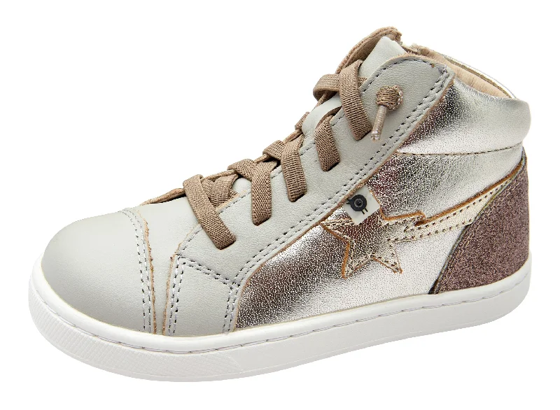 Old Soles Girl's 6117 Shoot-High Sneaker - Titanium/Gold/Gris/Glam Choc