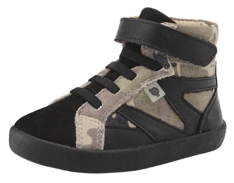 Old Soles Girl's & Boy's 5059 High Rank High Top Sneaker - Army Camo/Black/Black Suede