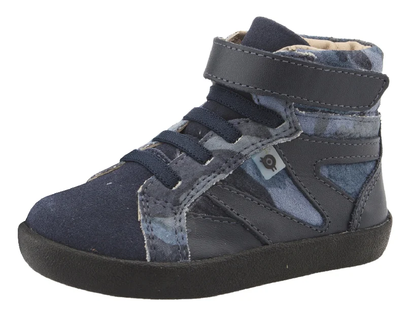 Old Soles Girl's & Boy's 5059 High Rank High Top Sneaker - Marine Camo/Navy/Navy Suede