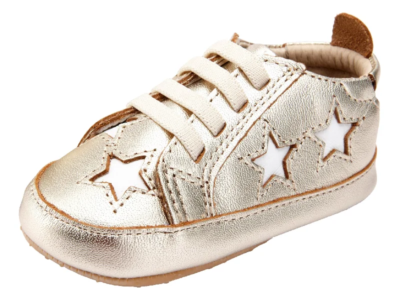 Old Soles Girl's and Boy's 0024R Starey Bambini Elastic Slip On Sneakers - Gold/Snow