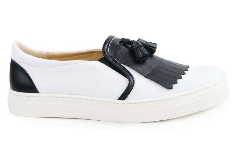 Papanatas Black and White Tassel Sneaker