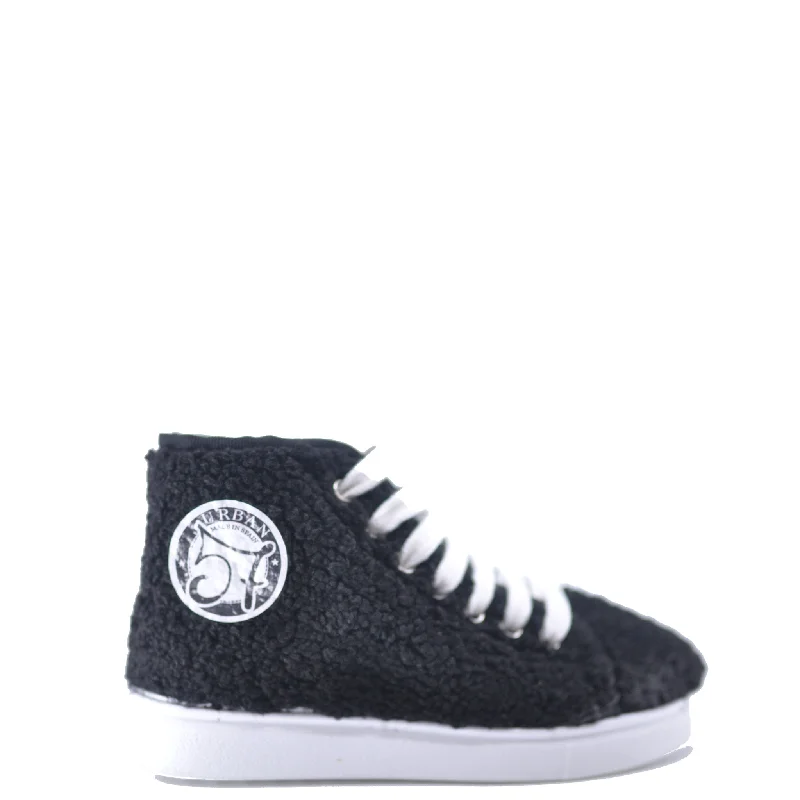 Papanatas Black Shearling Hi Top Sneaker