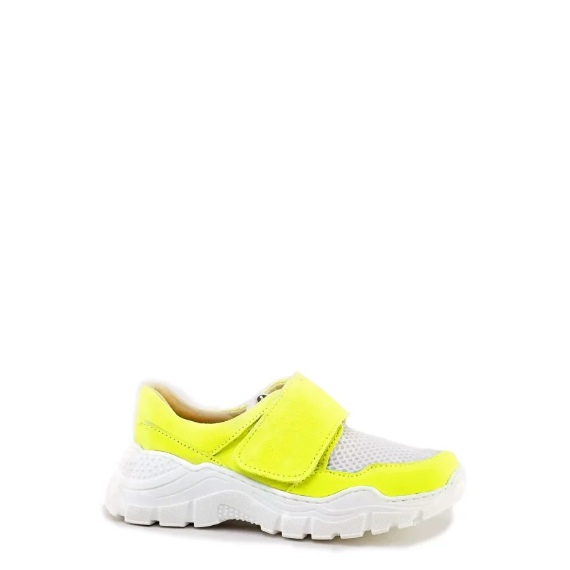 Papanatas Neon Yellow and White Gauze Sneaker