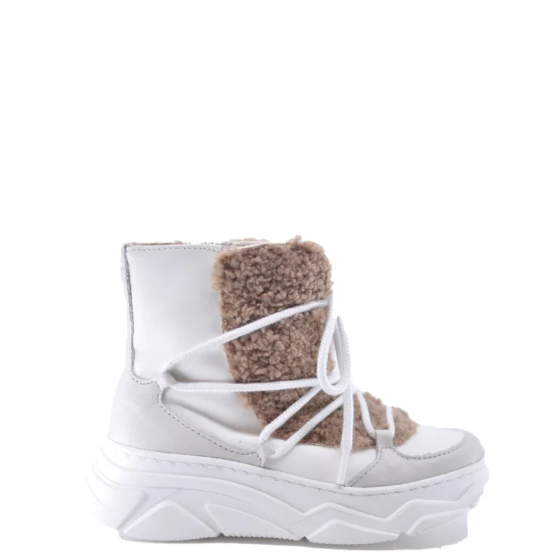 Papanatas White and Camel Sneaker Bootie