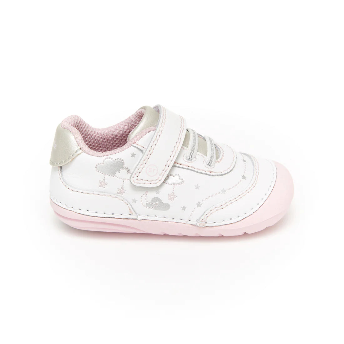 Stride Rite White/Silver Adalyn Soft Motion Baby Sneaker